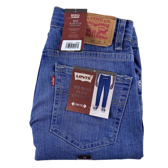 NWT Levi’s 511 -16 REG Youth Boys Kids Med Wash Denim Blue Jeans 26/29 - Picture 1 of 15